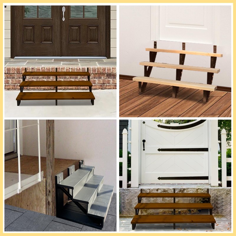 3 Packs Metal Stair Step Stringers, 3 Step Steel Riser