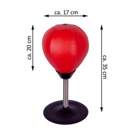 Nexos Trading Punching Ball Set Boxing Ball Table Punch Bag Mini Boxing Ball Faux Leather Red with Steel Spring, Suction Cup and Air Pump Punch Ball Gadget Anti-Frust