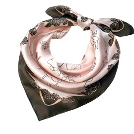 Tolzorai Rose Pure Mulberry Silk Square Hair Scarf Satin Designer For Women's High-grade 21"x21" Fashion Neckerchief (pink5, 53 * 53CM)