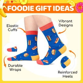HAPPYPOP Hot Dog Socks Hot Dog Gifts Men Women, Bread Gifts Bread Sandwich Socks, Hotdog Squad