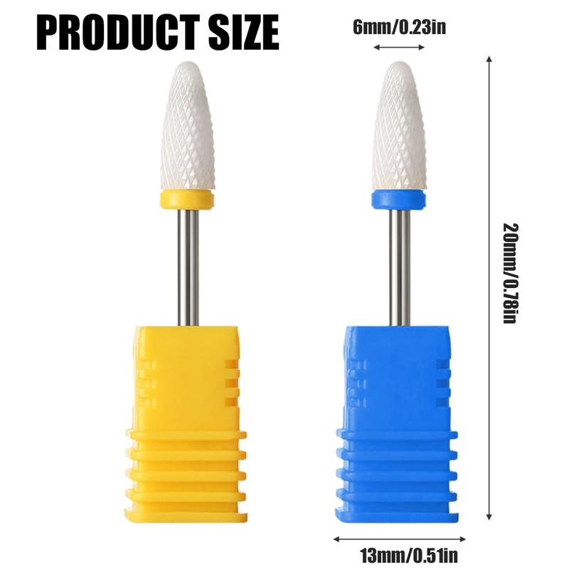 2 Piece Ceramic Nail Drill Set, Electric Nail Drill Bits
