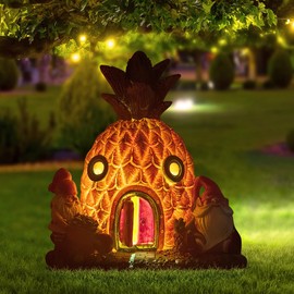 Hodao Outdoor Figurine Lights, Outdoor Statue with Solar Lights, Adorable Gnomes with Tropical Pineapple Design, Perfect for Decorating Lawns, Balconies, and Patios