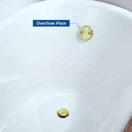 Anpean Two-Hole Bathtub Drain Overflow Plate with Screws and Thicken Rubber Gasket, Brushed Gold