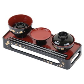 [Butsugawa Buddhist Altar] Abbreviated Goryo Gozen, Black, Vermilion, Makie, Cherry Blossom, 6.5, Buddhist Altar, Serving Service, Meal, Bowl, Obon Festival, Higan, Memorial Service,