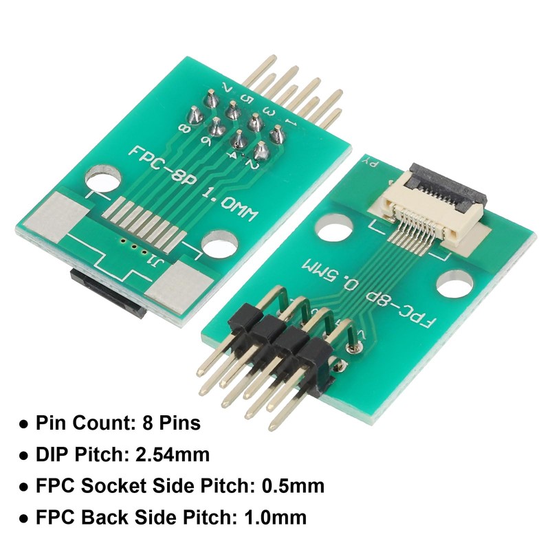 sourcing map 2pcs FFC FPC Connector Board 8 Pin 0.5mm