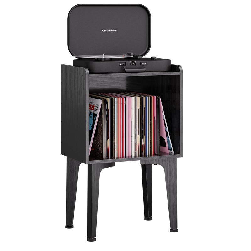 Record Player Stand, Vinyl Record Storage Table, Black