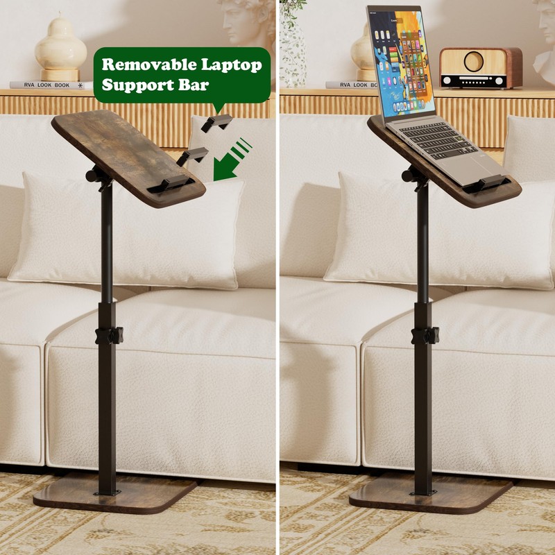 promitop TV Tray Side Table for Couch - 360° Swivel