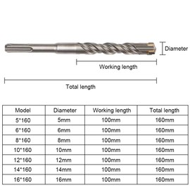 flintronic SDS-Plus Drill Bit Set, 9PCS (5mm~16mm) Cross Drill Bits, Rotary Hammer Drill for Drill Holes in Concrete, Ceramic Tile, Stone, Metal, Plastic & Multi-Layer Materials
