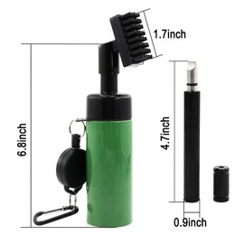 TwomHom Golf Club Cleaner with Golf Groove Sharpener Tool, Golf Accessories for Men, Women Golf Bag Accessories, Easy Clean Golf Balls, Golf Clubs, Great Golf Gifts (Cleaner, Green/Black)