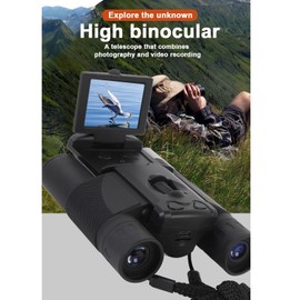 Yunir 10x25 Digital Binoculars with Camera, 48MP 2.5K HD, 8X Zoom, Black