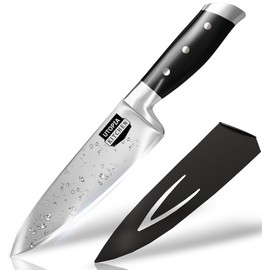 Utopia Kitchen 5 inch Chef Kitchen Knife Cooking Knife Carbon Stainless Steel with Sheath and Ergonomic Handle Chopping Meat for Professional Use Black