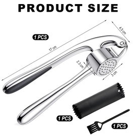 Bangbobi Knoblauchpresse Edelstahl - Professionelle Knoblauchpresse für die Küche - Leicht zu Reinigende Knoblauch Pressen und Crusher mit Schäler und Bürste