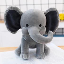 25 cm/9.84 inch Plush Elephant Teddy, Plush Elephant Teddy, Soft Toys Elephant Gifts Stuffed Animal Cute Cuddly Toy for Boys Girls Kids Birthday Gift(Grey)