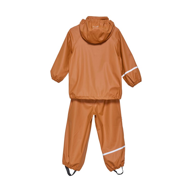 Celavi Unisex Children's Basic Recycle PU Rainwear Set, Amber Brown