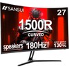 SANSUI 27 Inch Curved Gaming Monitor 180Hz 1ms with Speakers