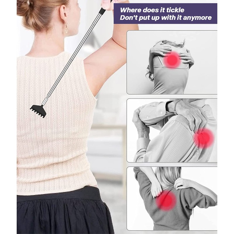 2 Piece Portable Extendable Back Scratcher, Telescopic Scratcher Bear Claw