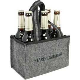 Com-Four® Bottle Holder Made from Felt and Wood in Various Colours, Bottle Carrier for 6 Bottles in Different Sizes