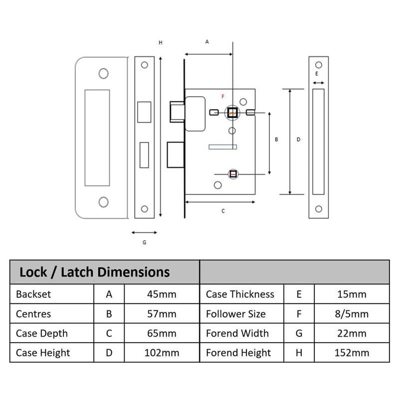 HANDLEZONE® 65mm (2 1/2 inch) Black Matt Bathroom Lock for