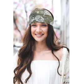 Diademas anchas para mujer, diademas gruesas de algodón antideslizantes, elásticas, transpirables, grandes, bohemias, para entrenamiento, sudor, yoga, ejercicio, deportes (3 flores, 1 negro)