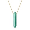 Coai Unisex Necklace with Hexagonal Gemstone Pendant, Base Metal, Aventurine