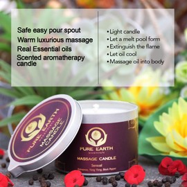 ‎PURE EARTH essentials Sensual Massage Oil Candles for Couples - Natural & Vegan Skin Moisturizing Body Oil Candle (6 Ounce)