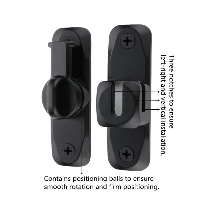FIREFLYWEB Flip Door Latch Black 180 Degree Heavy Duty Bar