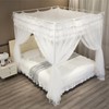 NXGIO Bed Canopy Curtain Double Layer 4 Corners Post Lace