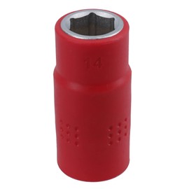 14mm 1/2in Drive VDE Insulated Shallow Metric Socket 6 Sided Single Hex 1000 V