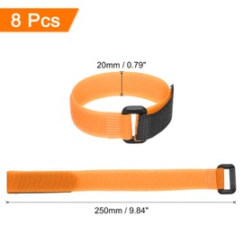 MECCANIXITY 8Pcs Reusable Battery Tie Down Straps,0.8x10" Orange Nylon Multipurpose Battery Hold Down Adjustable Cinch Strap Hook Loop Fastening Tie for Quadcopters FPV RC Drone Boat Car