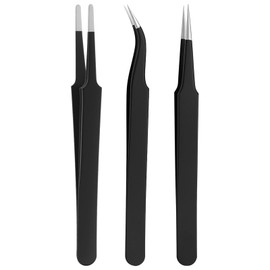 Antistatic Tweezers Set - 3 Precision Stainless Steel Tweezers for Electronics, Model Making, Repair & Crafts, Precision Tweezers Set, Tweezers Set
