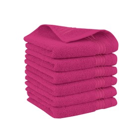 Elegant Comfort Premium Turkish Cotton 6 Pack Washcloths Set - 13 x 13 inch, Luxurious Hotel Spa Quality 100% Turkish Cotton 6PC Washcloth Set - Highly Absorbent - Soft Bathroom Towels, Hot Pink