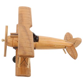 Garneck Wooden Airplane Model Vintage Airplane Decor DIY Plane Figuruine Handicraft Propeller Airplane Sculpture for Home Office Desktop Ornament Photo Props or Birthday Present