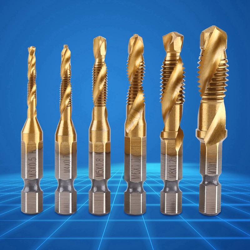 6pcs HSS Countersink Tap Drill Bit Set Metric Thread Tap