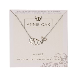 Annie Oak Womens 316L Stainless Steel 925 Silver Geometric Whale Princess Length Necklace
