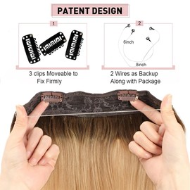 RECOOL Wire Hair Extensions Real Human Hair Balayage Chocolate Brown to Caramel Blonde Remy Hair Extensions Invisible Wire Hair Extension Straight Clip in Hair Extensions(18 inch)