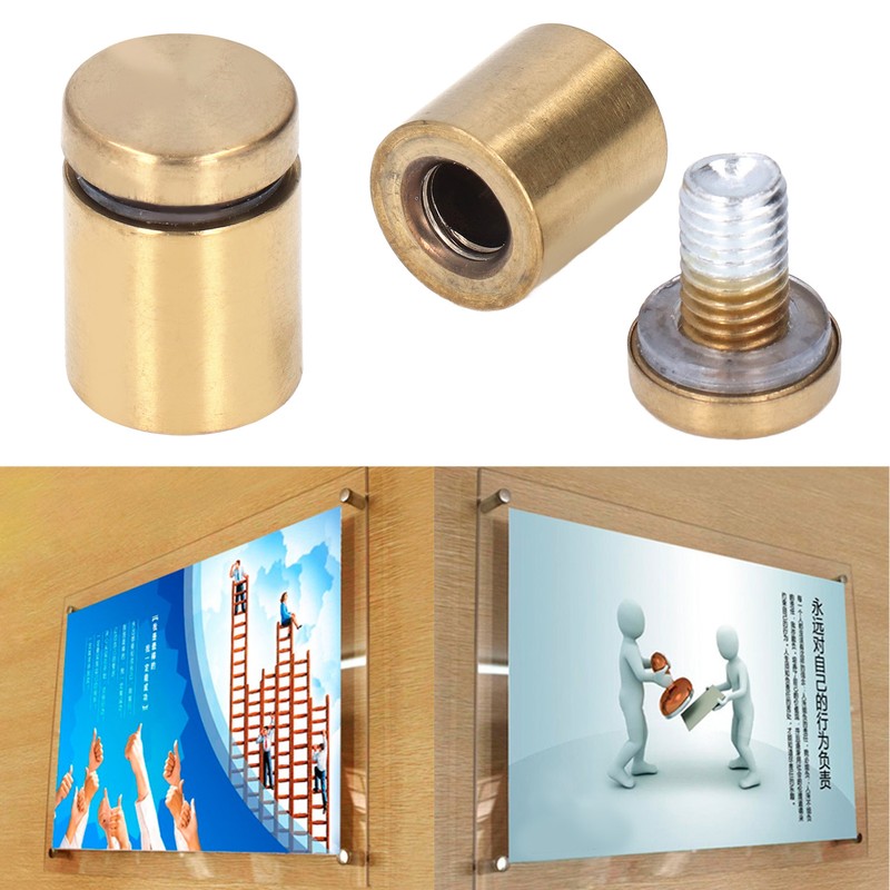 12Pcs Advertising Nail Stainless Steel Electroplated Brushed Gold Sign Holder