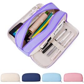 JAESITETER Big Capacity Pencil Case Large Pencil Pouch 3 Compartment Pouch Pen Bag for School Office Large Storage High Capacity Pencile Pounch for Teen Girl Boy Men Women