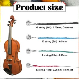 4 PCS Violin Strings Full Set(G-D-A-E), Universal Carbon Steel Copper Wound with Copper-Plated Ball End Classic Steel Strings for Instruments 4/4 3/4 1/2 1/4 Violin