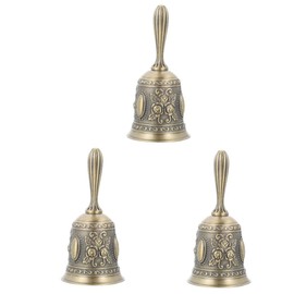 Mikinona 3pcs Retro Hand Bell Service Bell for Restaurant Home Ergonomic Grip Metal Sound for Alerts and Decorative Use for Bars and Events