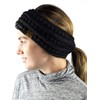 C.C Cable Knit Fuzzy Lined Ear Warmer Ponytail Pony Headband,