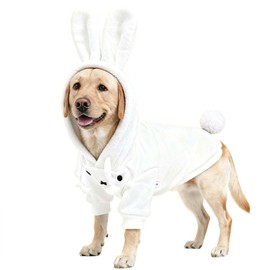 MuYaoPet Dog Easter Bunny Costume with Rabbit Ears & Fluffy Tail,Cute Rabbit Pet Outfit for Small Medium Large Dogs,Warm Plush Halloween Party Puppy Clothes Hoodie Sweater Shirt,4XL