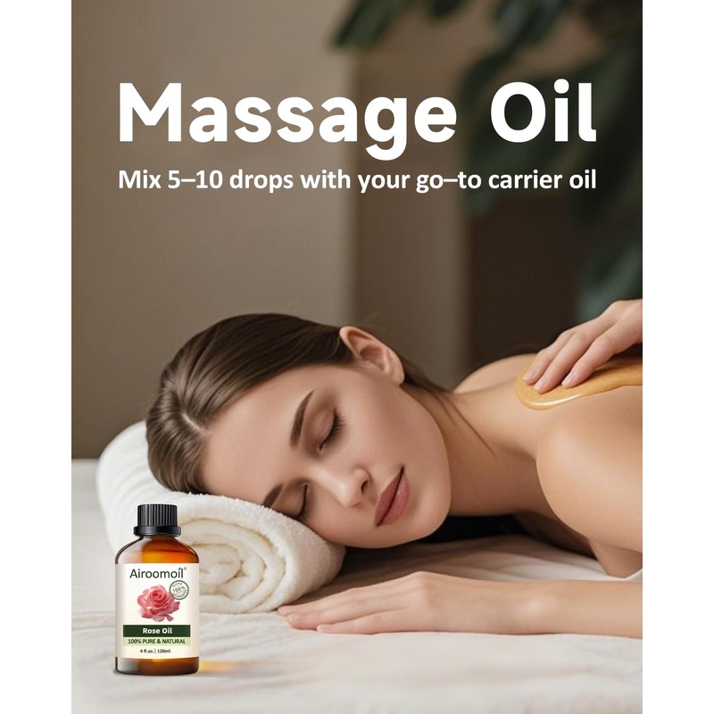 Airoomoil Pure Rose Essential Oil, 100% Pure Natural Rose Essential