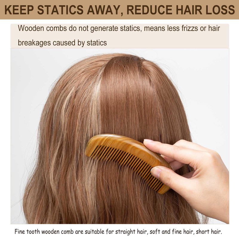Moreinday Wooden Comb for Men, Wooden Beard Comb, Fine Tooth