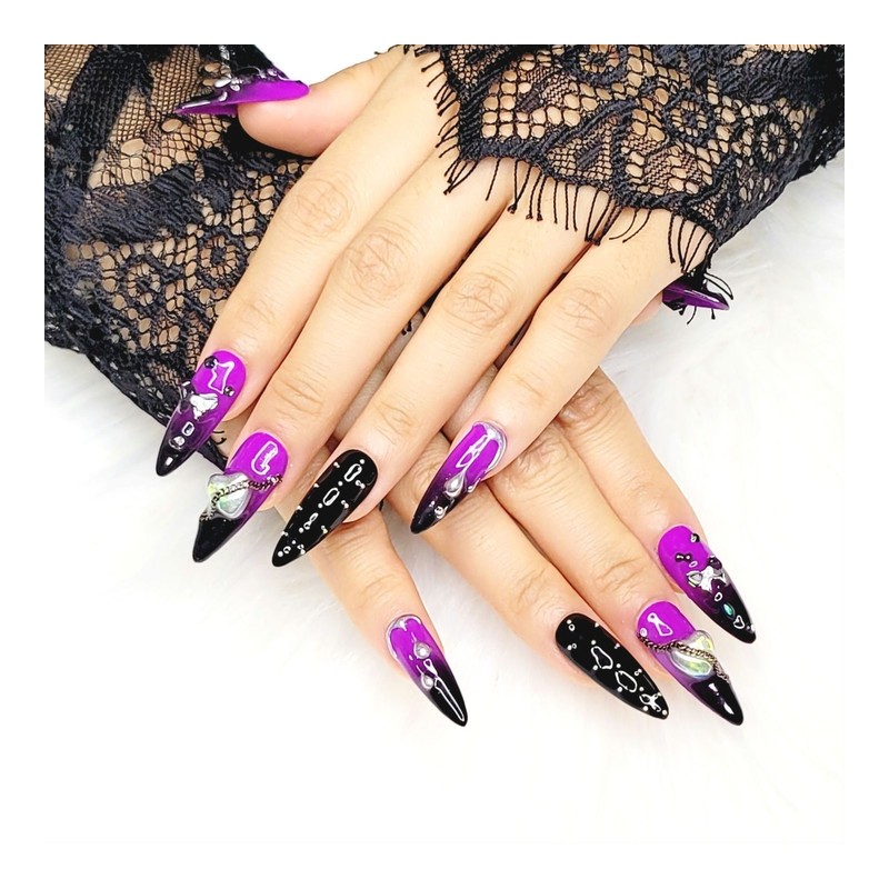 Dark Spider Handmade Nail Tips - Oval XL / 다크