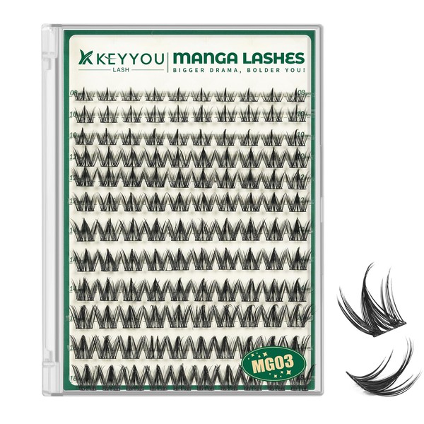 KEYYOU Manga Lash Clusters 8-18mm Fairy Eyelash Clusters Natural DIY