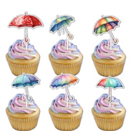 18pcs Colorful Glitter Umbrella Dessert Cupcake Topper Umbrella Theme Decor Supplies Girls Woman Happy Birthday Party Decorations
