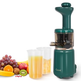 CAYNEL Compact and Portable Cold Press Juice, Masticating Slow Juicer with 1.77” Extra Wide Inlet Funnel for Fruites and Vegetables,Includes Brush, 16 oz Juice Cup, Easy to Clean,Green