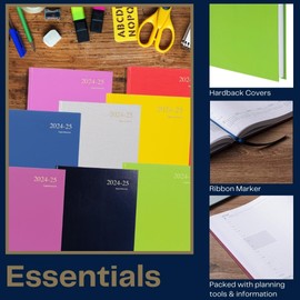 Collins Essential A5 Academic Year 2024-25 Day a Page Diary - Pink - Mid Year Academic Planner for Students and Teachers - ESSA51M.50-2425 - July 2024 to July 2025