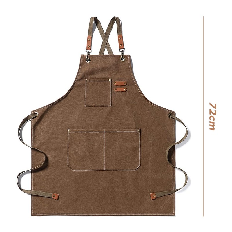 Kitchen Thicken Canvas Apron with Adjustable Straps and Large Pockets,