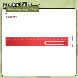 sourcing map 2pcs Straight Ruler 15cm Metric Metal Aluminum Alloy Measuring Bookmark Clip Ruler Scale Tool for Measure Study Reading Classroom Office, Red/Gold